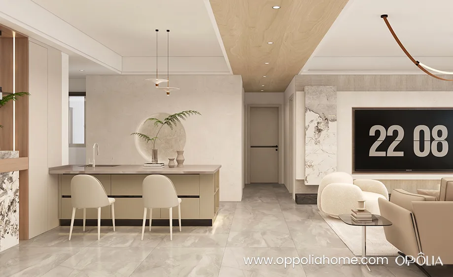 Detalle de materiales y acabados en vivienda reformada